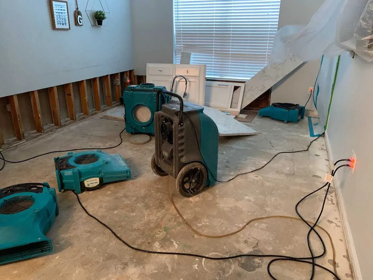 Dehumidifier in flood-cut room for Water Damage Restoration in Marrero